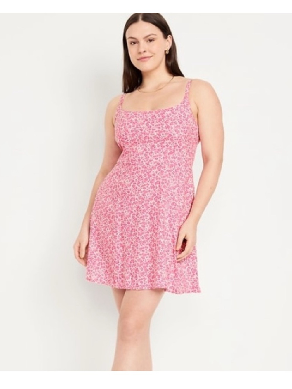 Old Navy Pink and White Smocked Waist Dress